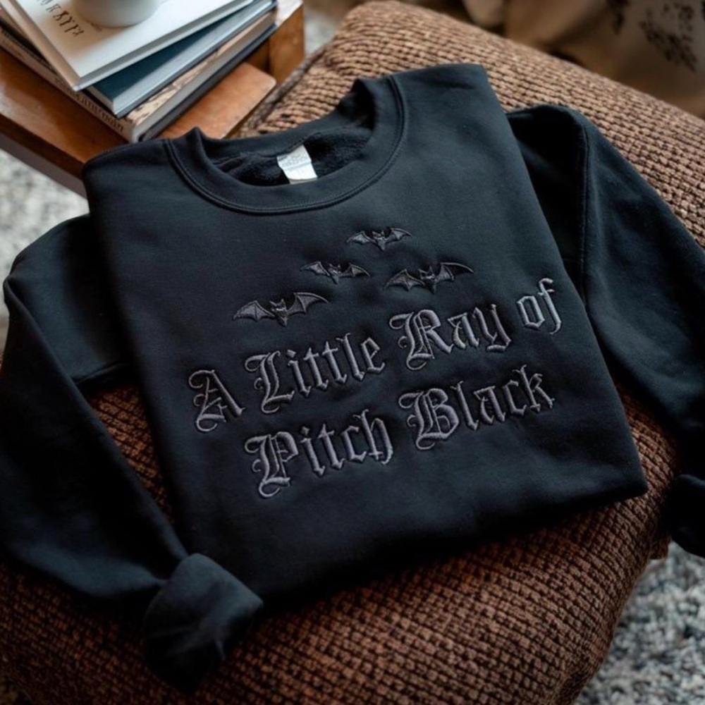 Embroidered Little Ray Of Pitch Black Sweatshirt